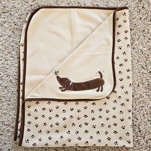 Gymboree Teenie Weenie Puppy Dog Baby Blanket 2007 Layette Dachshund Paw Prints